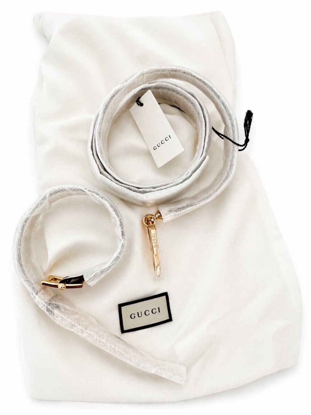 Gucci TWO White Leather Straps